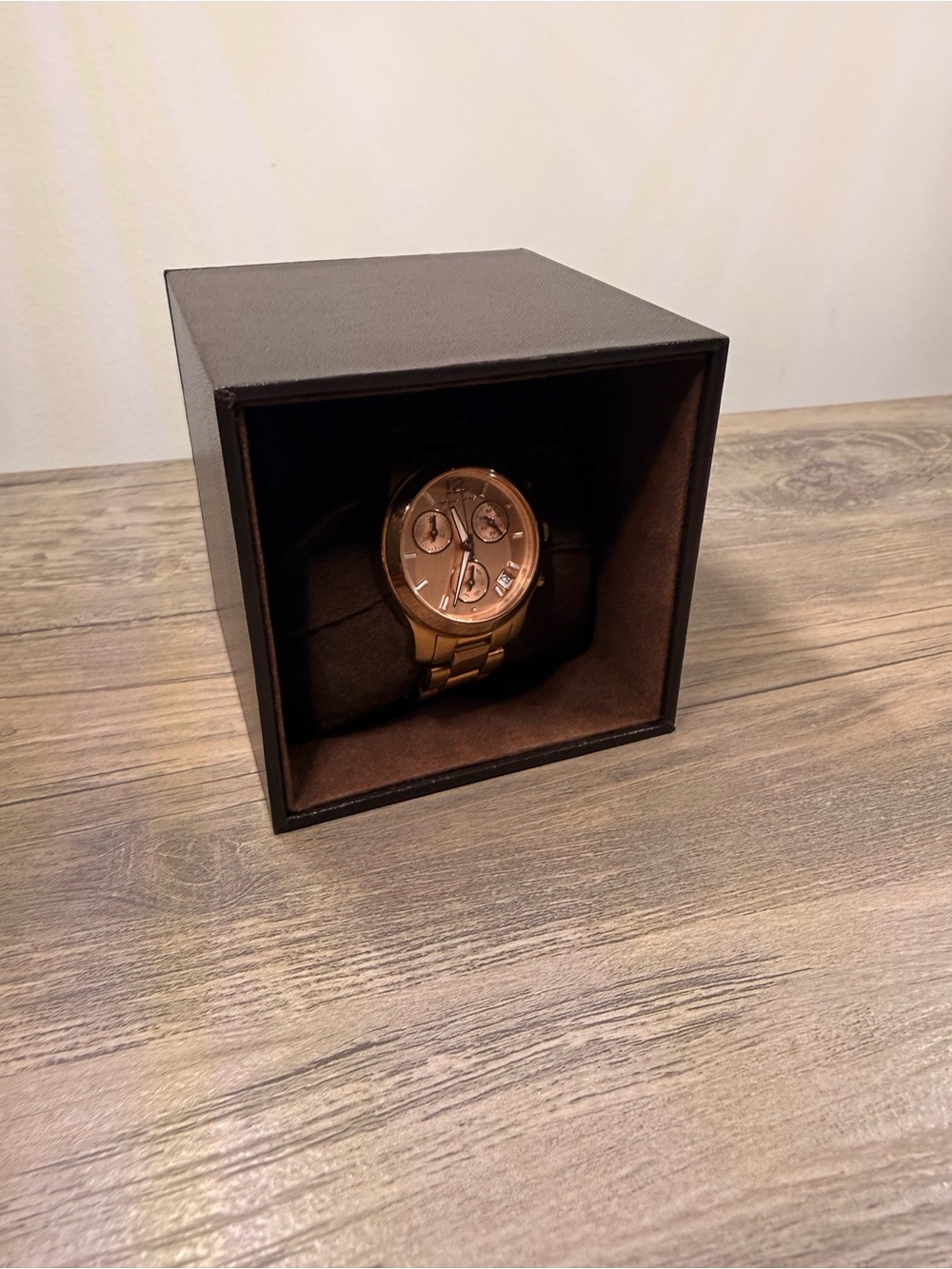 Women’s Rose Gold Chronograph Metal Watch - Brown Accent - Picture 4 of 6